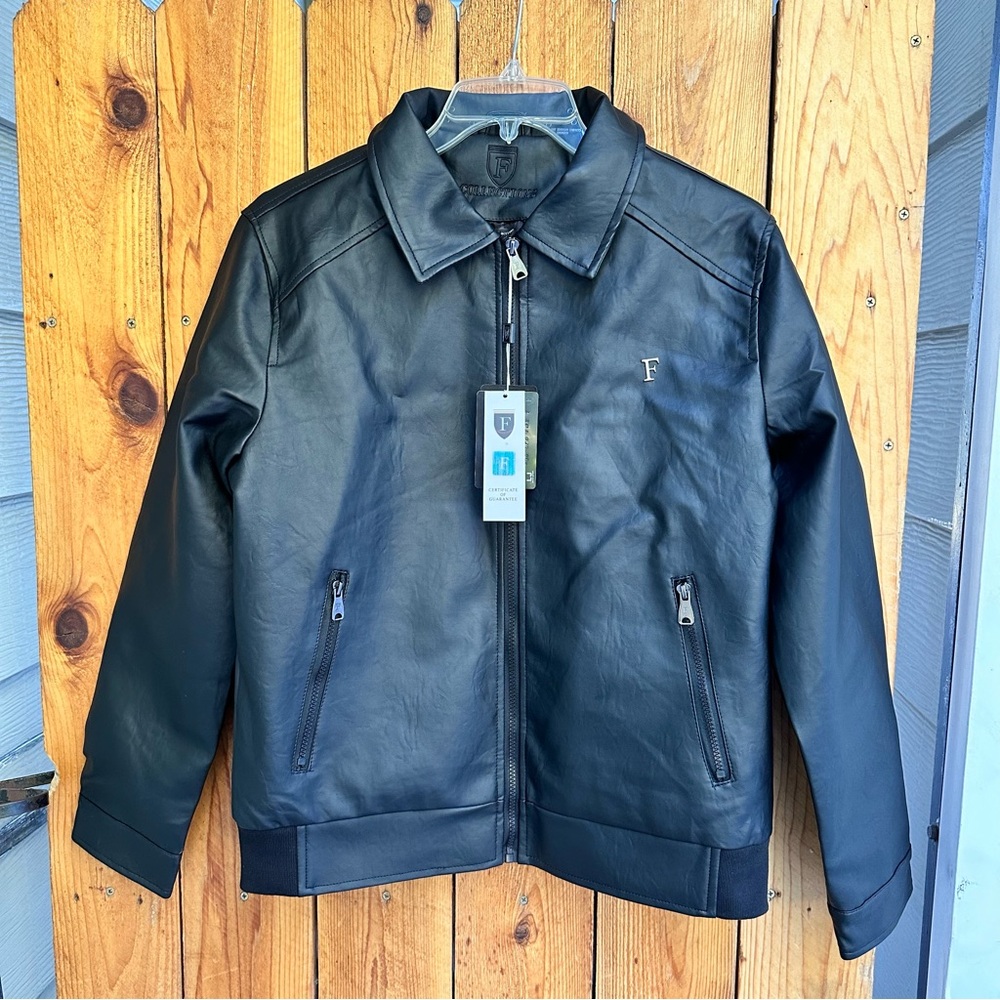 Men’s Vegan Leather Jacket F Collection NWT